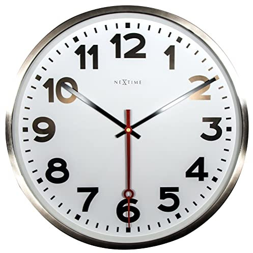 NeXtime 3127AR Wanduhr SUPER STATION rund, Bahnhofsuhr groß ø 55 cm