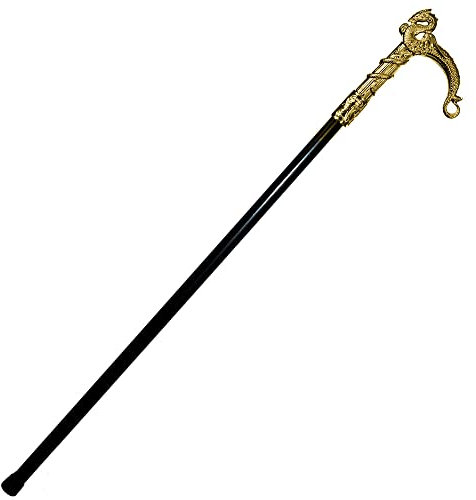 Funny Fashion Gehstock aus Kunststoff | Drachen - Schwarz Gold 110 cm