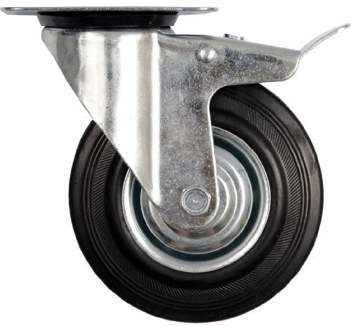 87321 – Double à roulettes avec frein de 75 mm de caoutchouc Noir