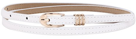 Damara Cinturón Con Hebilla Dorado Para Mujer De Diseño De Costura,Blanco