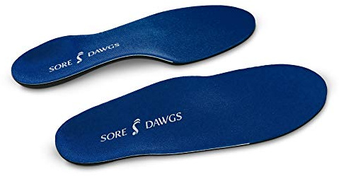 Sore Dawg Expedition Support Insoles for Low-Arch All-Around Footwear, Blue, X-Large (Mens 11.5-14)