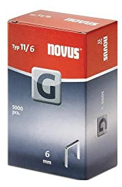 Novus Flachdrahtklammern 6 mm, für Hammertacker, XL-Packung mit 5000 Klammern vom Typ G 11/6, aus verzinktem Stahldraht