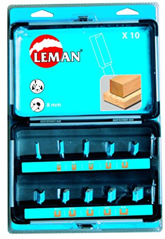 Leman 428.700.10 Coffret 10 Mèches de défonceuse en Carbure ø 8 à 25 mm queue de 8 mm