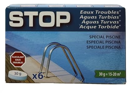 Gre SATC6 - Stop Eaux Troubles pour Piscines avec Filtre à Cartouche, Boîte de 6 Pastilles de 30 g