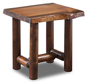 Southern Rustic Logwerks Rustic Log Live Edge End Table – Small Indoor End Table or Night Stand Table Live Edge Wood (Honey Pine)