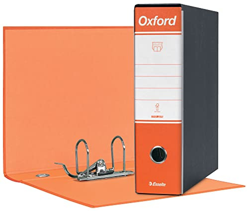 Esselte 390783200 Raccoglitore Oxford con meccanismo a leva e con custodia, Formato Commerciale, Cartone, Dorso 8 cm, Arancione