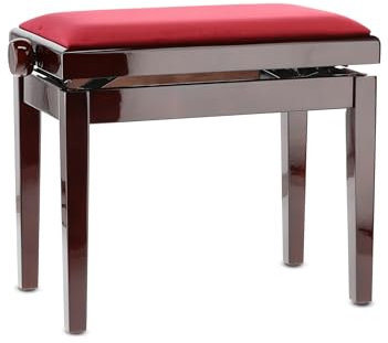GEWA Pianobank Deluxe, Massivholz, höhenverstellbar, Mahagoni hochglanz