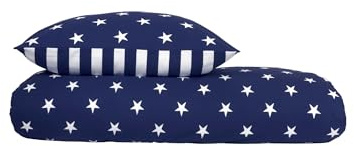 Schiesser Bettwäscheset Sterne | Feinbiber | 100% Baumwolle aus nachhaltiger Produktion | 155x200cm + 80x80cm | Blau