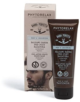 Phytorelax Laboratories Trattamento Barba Perfetta Balsamo Pre-Post Rasatura con Aloe Vera e Vitamina e - 98% Ingredienti di Origine Naturale - 75ML