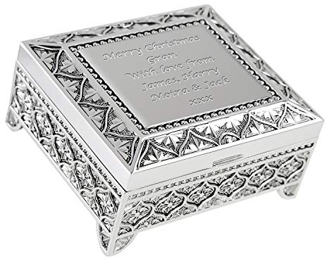 De Walden Gran Personalised Engraved Silver Plated Trinket Box Gift