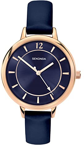 Sekonda Damen Quarzuhr mit blauem Zifferblatt, Analoganzeige und blauem PU-Armband 2136.27