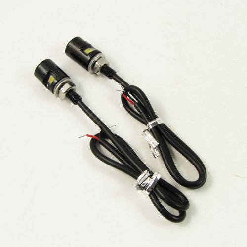 Hwydo 2 Motorrad-Schwarz-Chrome LED Kennzeichenbeleuchtung Bolts
