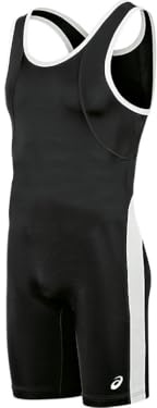 ASICS Men's T-back Performance Wrestling Singlet, Black/White, Small