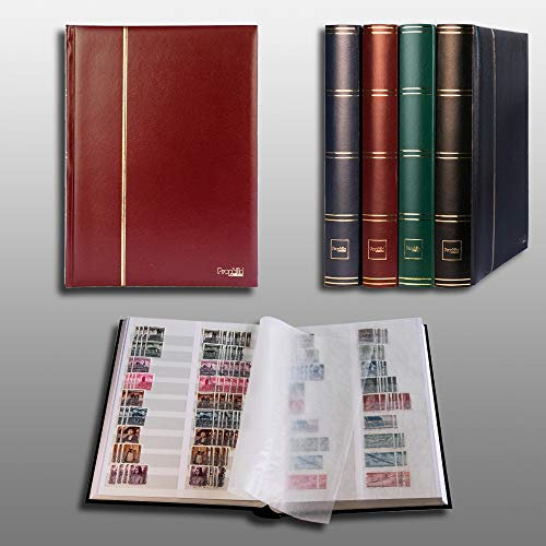 Prophila Collection 60 weiße Geteilte Seiten Briefmarkenalbum Einsteckbuch wattierter roter Einband