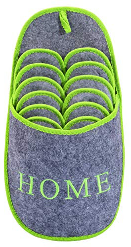 ONVAYA ABS Gästepantoffel Home greygreen | Grün Grau | 6er Set | Antirutsch | Hausschuhe | Pantoffel