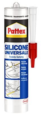 PATTEX Silicone Universale Trasparente, Sigillante Bagno e Infissi, Sigillante resistente alla Muffa, Silicone Trasparente 1 Cartuccia da 280 ml