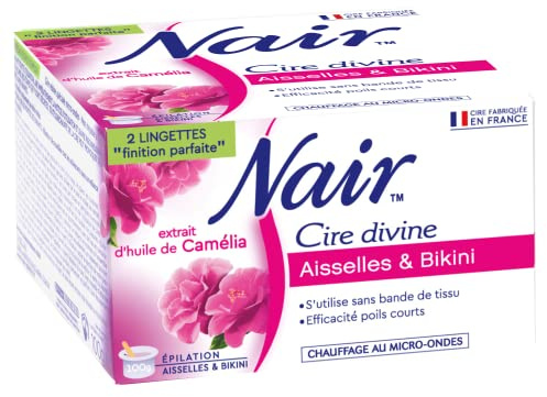 NAIR - Cire Divine à l'huile de Camélia - Aisselles & Bikini, cire chaude sans bandes, Pot de 100g + 2 Soins Finition Douceur
