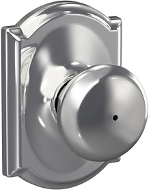 SCHLAGE F40 PLY 625 CAM Camelot Collection Plymouth Privacy Knob, Bright Chrome