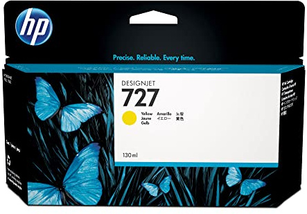 HP 727 B3P21A Yellow 130 ml Genuine HP DesignJet Ink Cartridge with original HP Ink, for HP DesignJet T2500, T1500 & T900 Series Large Format Plotter Printers and HP 727 DesignJet Printhead