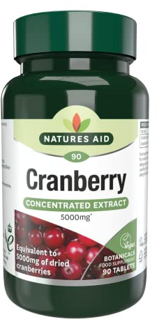 Natures Aid Cranberry 5000mg Supplement – 90 Tablets | High Strength, Supports Urinary Tract Health & Immune System, Antioxidant Protection, Vegan, Gluten-Free
