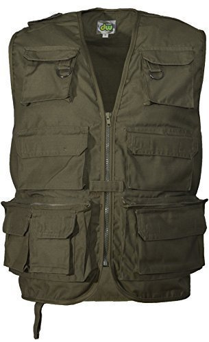 Adults Multipocket Fishing Vest Olive XXL