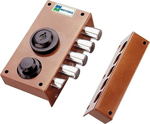 Serratura Laterale Art. 416 Con Mezzo Giro. Pompa-Cilindro Ø 30 Mm Con Lunghezza Esterna Mm 50. Apertura Interna Con Chiave, Pompa Singola. Finitura: Verniciata Bronzo.