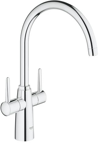 Grohe Ambi Küchenarmatur - Spültischarmatur Zweigriff, hoher Auslauf 30189000 Silber