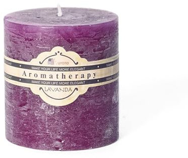 Candele D'Aurora Silvia Candela Profumata con Finitura Ruvida, Cera vegetale, Viola, 7x7x7.5 cm