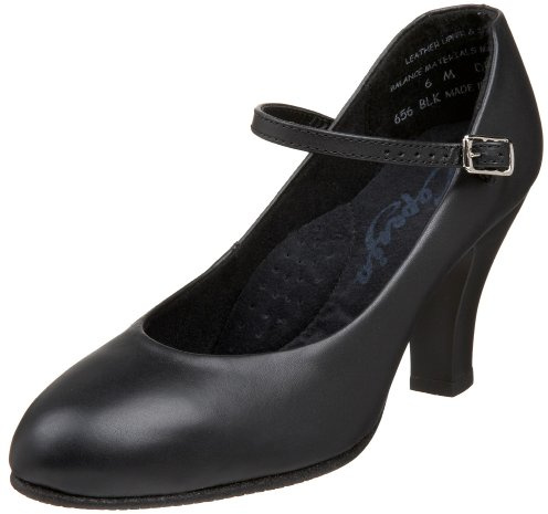 Capezio Theatrical Footlight Character Dance Shoes, Elegant 3” Heel Dance Shoes In High-Quality Leather, Classic Character Shoe For Ballroom Dance, Latin Dance & More - Black, Size 6