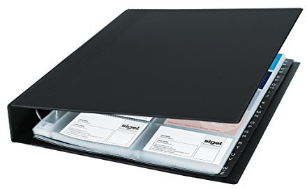 SIGEL VZ301 Visitenkarten-Ringbuch Visitenkarten-Mappe schwarz, für 400 Karten, mit 20 Sichthüllen