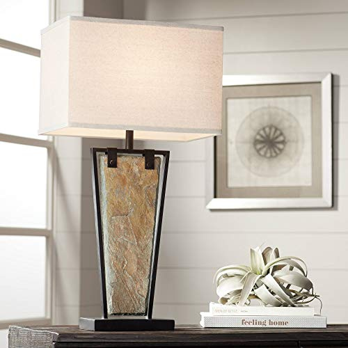 Zion 30 Large Table Lamp Tapered Slate Farmhouse Rustic Natural
