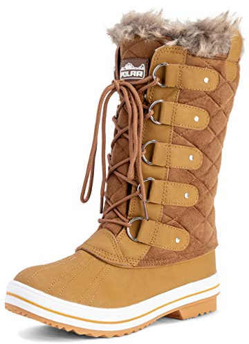 Femmes Matelassé Pluie Lacer Fourrure Chaleureux Chaussures Neige Botte - TAS39 - AYC0006 - Tan Suède - 39 EU