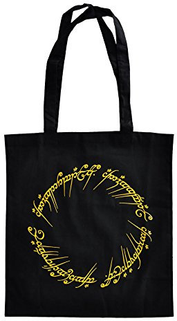 Herr der Ringe Elbenwald Beutel Der Eine Ring elbische Inschrift Frontprint schwarz