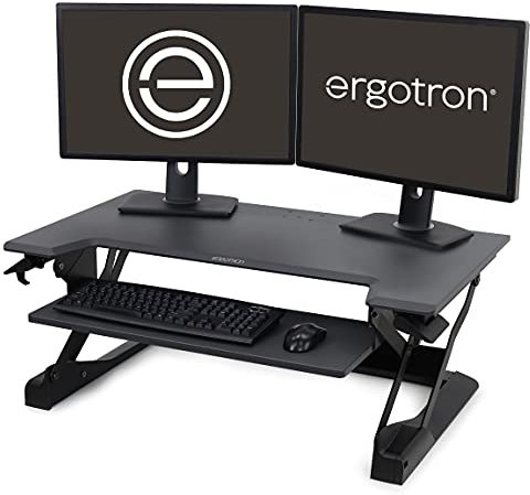 Ergotron – WorkFit-TL Standing Desk Converter, Dual Monitor Sit Stand Desk Riser for Tabletops – 95 cm Width, Black (33-406-085)