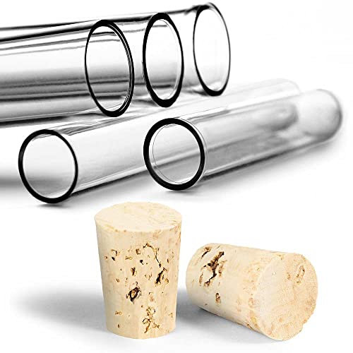 Tuuters 100x Kunststoff Reagenzgläser mit Korken (Naturkorken), Reagenzröhrchen (100 x Ø 16mm)