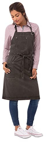 Chef Works Unisex Dorset Bib Apron, Pewter, One Size