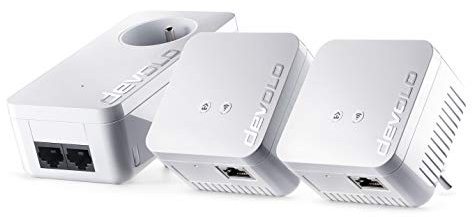 devolo dLAN 550 WiFi 4 (n) Network Kit : 2x Adaptateurs CPL WiFi, Prise Gigogne (500 Mbps, 2x Port Fast Ethernet), idéal télétravail, streaming, prise française