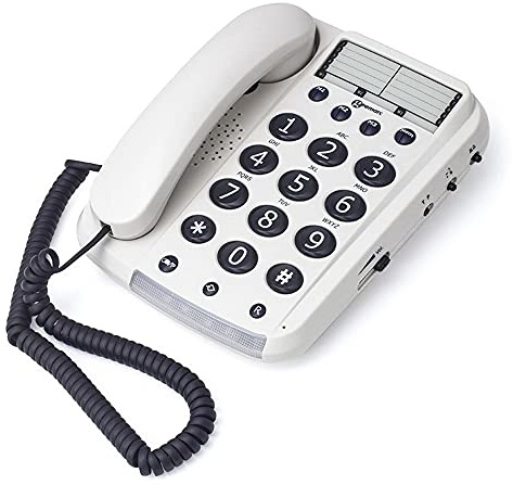 Geemarc Dallas 10 - Amplified Corded Telephone with One-touch Memories and Tone and Volume Control for Elderly - Hearing Aid Compatible - Low Hearing Loss - UK Version