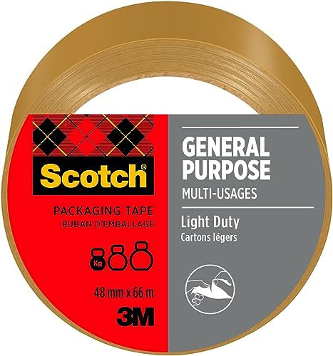 Scotch General Purpose Tape Brown 48 mm x 66 m 1 Roll/Pack - Ideal for Packing Boxes and Parcels