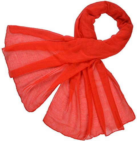 Krinkle Loop, sciarpa effetto stropicciato, in tinta unita, ideale per primavera, estate e autunno, 70 x 180 cm Rot M