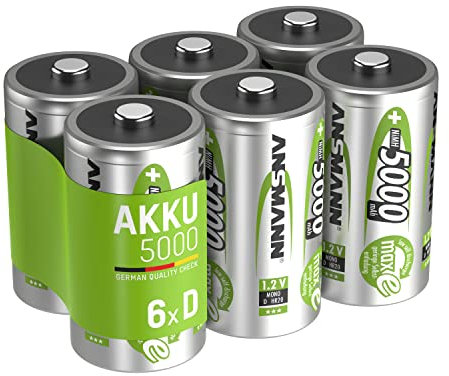 ANSMANN 5030922 maxE 5000 mAh Mono D precargado batería de Muy Poca Descarga 6 Pack