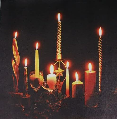 ToolUSA 12 x 12 LED Candle Canvas Painting | Screen Print | Wall & Fireplace Decor Lifelike Flames | Battery Operated | Festive & Romantic Ambiance