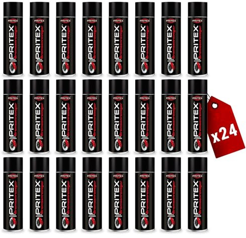 PRITEX – Bremsenreiniger Spray 24 x 500 ml – Auto Teilereiniger zur Entfettung von Bremsen, Kupplungen, Motor- & Maschinenteilen – rückstandsfrei & umweltneutral
