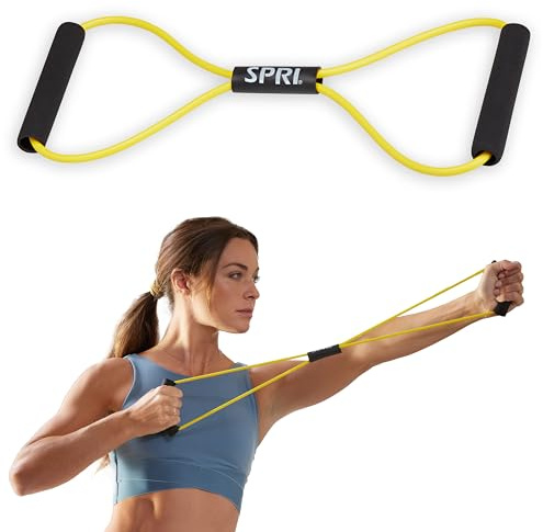 SPRI Ultra Toner Resistance Band Figure 8 Exercise Cord, Yellow, Very Light