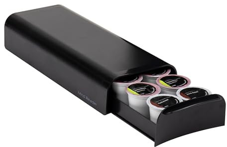 Mind Reader Slim for 16 Nespresso Capsules 12 K Cups, 14 CBTL/Verismo Pods Coffee Pod Storage Drawer, Black