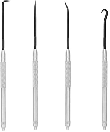 Moody Tools 58-0226 4-Piece Pick Set with Magnets | Includes Hook, Straight, 90 Degree and Offset
