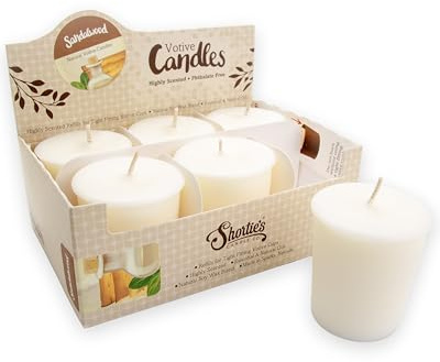 Pure Sandalwood Soy Votive Candles - Scented with Natural Fragrance Oils - 6 White Natural Votive Candle Refills - Incense & Earth Collection