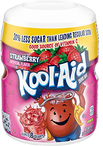 Kool Aid Powder Drink Mix - Strawberry Flavour - 35% Less Sugar, 538 Gram Tub