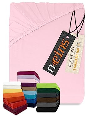 npluseins klassisches Jersey Spannbetttuch - vielen Farben + Größen - 100% Baumwolle 159.192, 200 x 220 cm, rosa