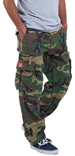 Molecule Pantalon cargo pour homme Noir Taille M Longueur standard [NA] Coupe ample avec poches zippées et ceinture interne